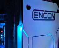 Encom Logo on Tron Build at DreamHack Dallas